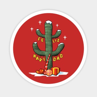 Feliz Navidad Christmas Cactus Magnet